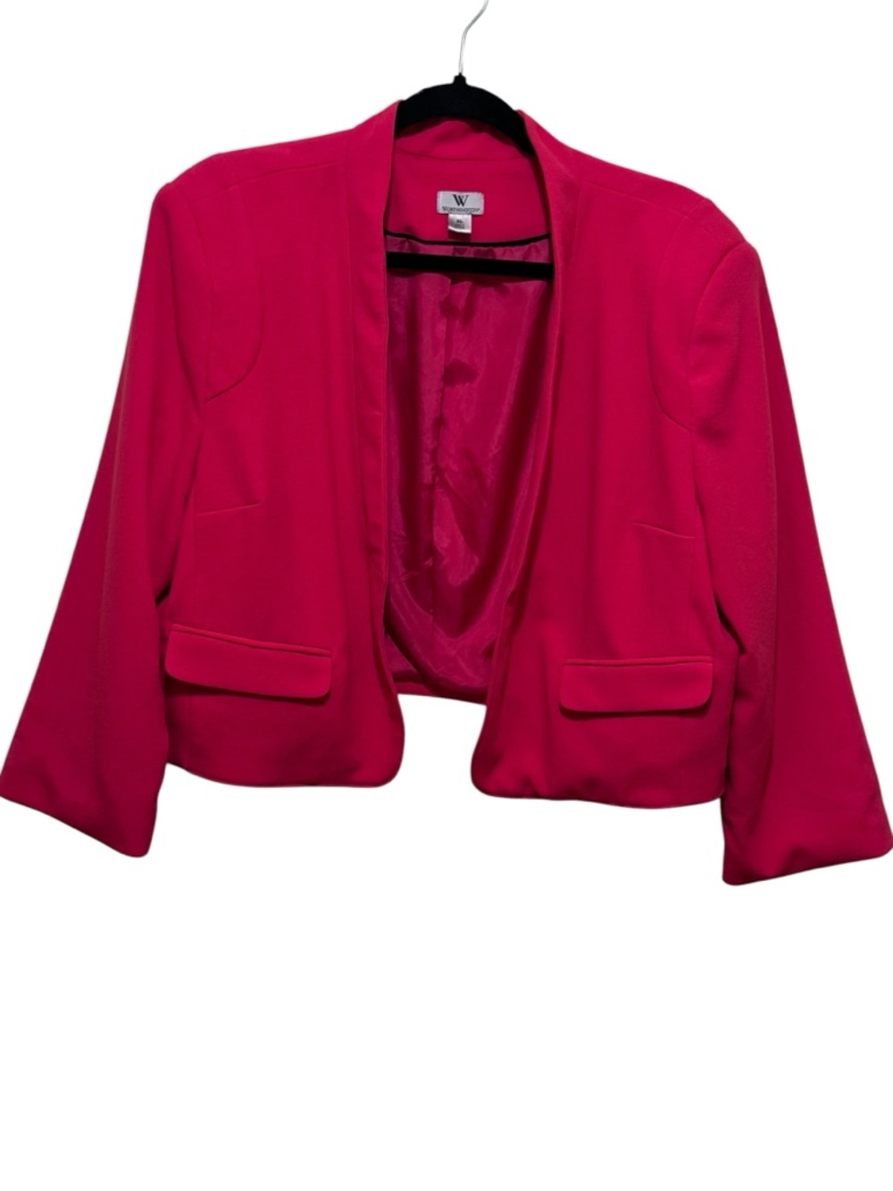 Worthington Hot Pink‎ Open-Front Cropped Blazer